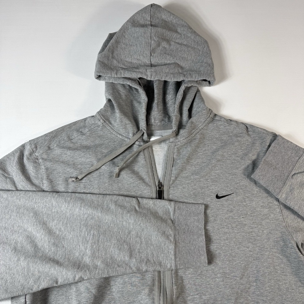 Nike Sports Hoodie Fit-Dry Mens 2XL VTG Full Zip Training Stretch Fabric Gray